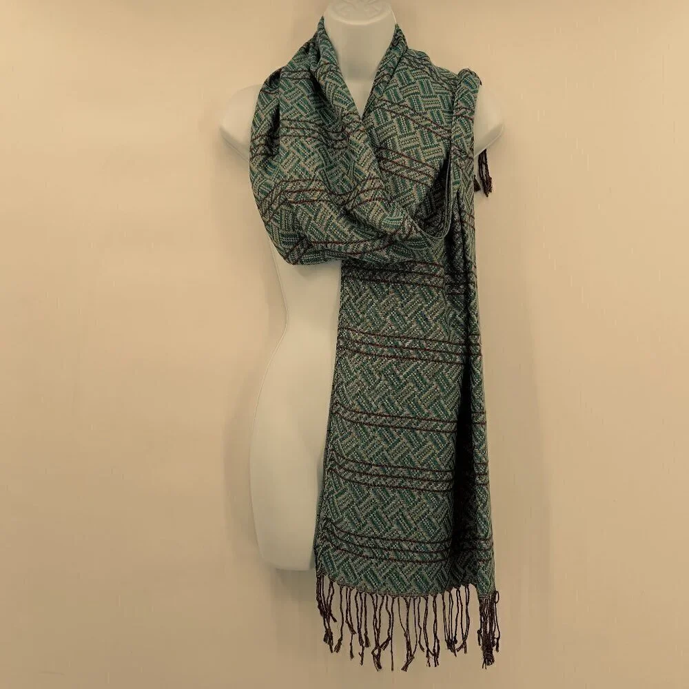 Pashmina Wrap Scarf Women's Colors Shades Of Blue/ Red/ Cream NWOT